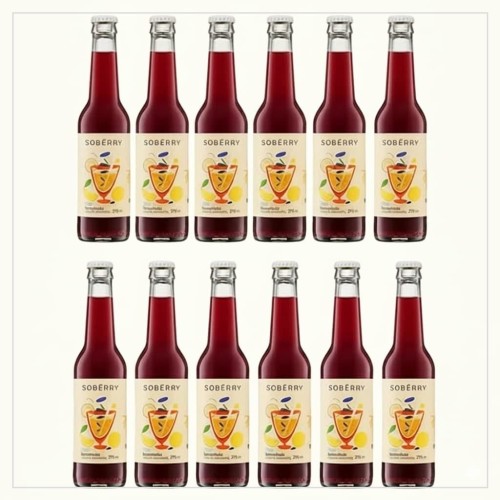 Zestaw 12 butelek naturalnej lemoniady Soberry z jagody kamczackiej o pojemności 275ml