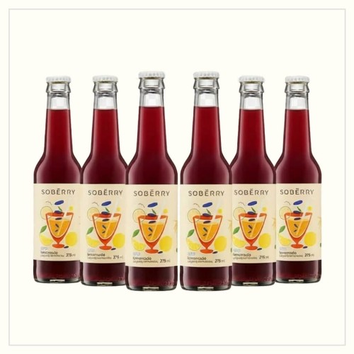Zestaw 6 butelek naturalnej lemoniady Soberry z jagody kamczackiej o pojemności 275ml