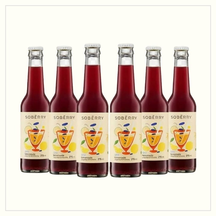 Zestaw 6 butelek naturalnej lemoniady Soberry z jagody kamczackiej o pojemności 275ml